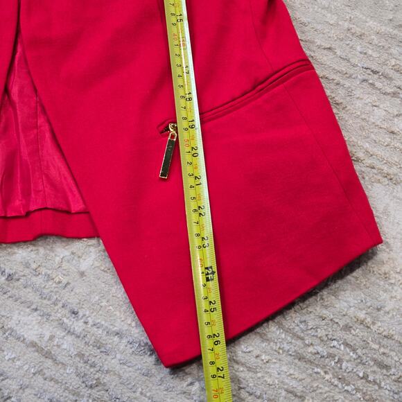 NWT Carmen Marc Valvo Crimson Red Modern Open Front Blazer Jacket 8 Career Bold - Picture 8 of 8